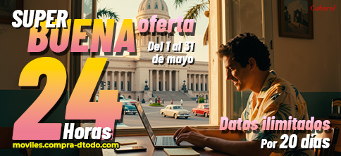 INTERNERT ILIMITADO 24 HORAS X 20 DÍAS. 